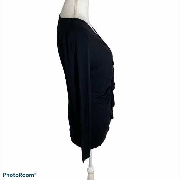 Adrienne Vittadini Black Ruched Long Sleeve Top NWT Medium - Picture 3 of 7